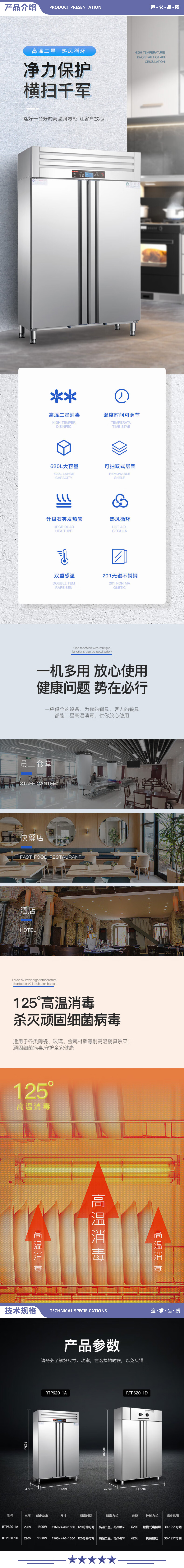 英利蒂克 Enlitic RTP620-1A 消毒柜商用 热风循环立式厨房餐具碗筷柜 高温二星级大容量保洁柜 2.jpg