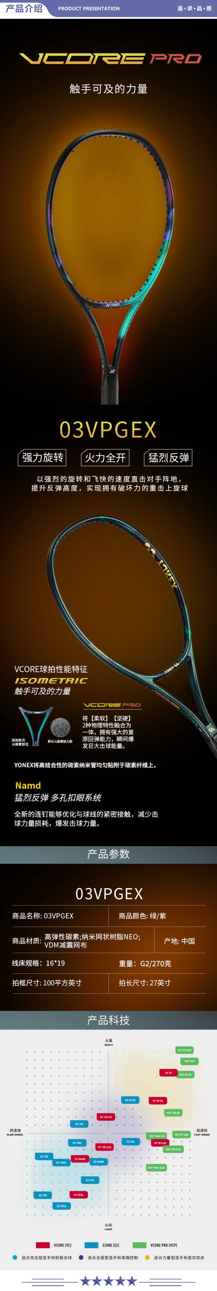 尤尼克斯 VPGEX 网球拍全碳素专业比赛训练3代VCORE PRO精准控球绿紫270g附网球网线头带 2.jpg