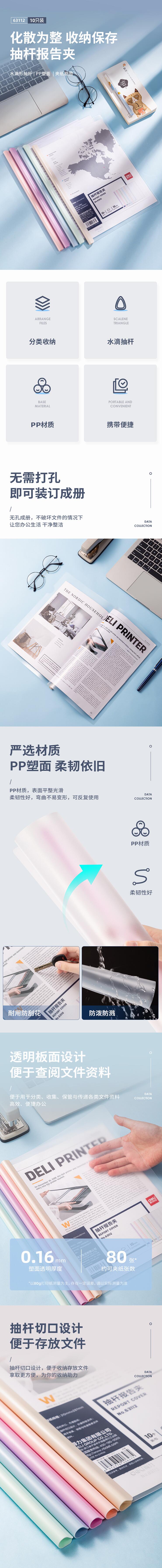 得力 63112 1只A4透明抽杆文件夹拉杆夹水滴杆 马卡龙色系 2.jpg