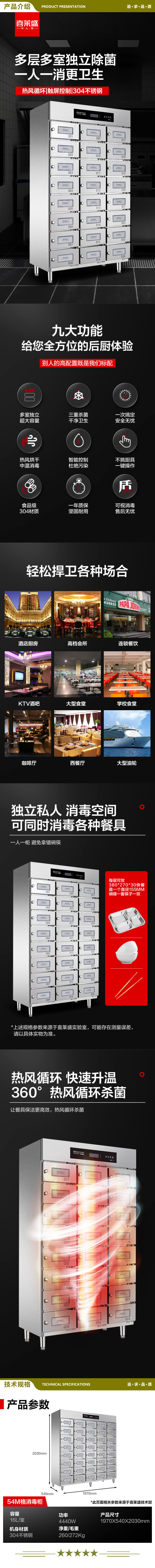 喜莱盛 ZTD1050 多格消毒柜商用热风循环304不锈钢 独立多室紫外线保洁柜消毒碗柜 高温热风 54格政企工程款 2.jpg