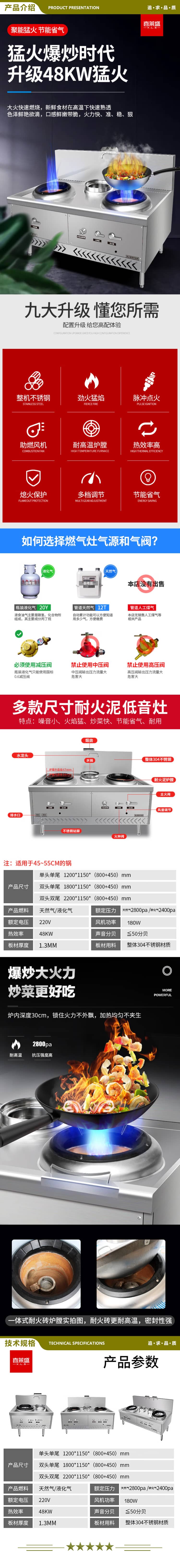 喜莱盛 SZCT28-侧板 商用燃气灶台广式天然气猛火灶食堂煤气灶加厚304不锈钢1.3mm厚带熄火保护单头单尾工程款  2.jpg