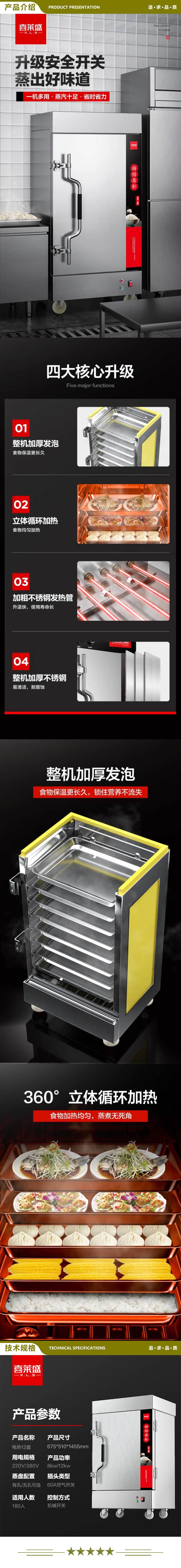 喜莱盛 12盘全自动 蒸饭柜12盘全自动商用蒸饭车 酒店餐饮设备蒸饭箱蒸包炉馒头炉食堂蒸饭机 2.jpg