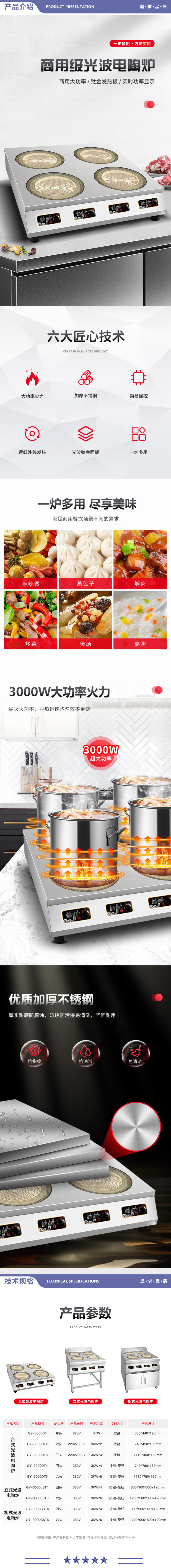 英利蒂克 Enlitic GY-3000LST6 商用电陶炉3000W大功率台式平面光波炉不挑锅熬汤炉炒菜炉 六头简易式电陶炉 2.jpg