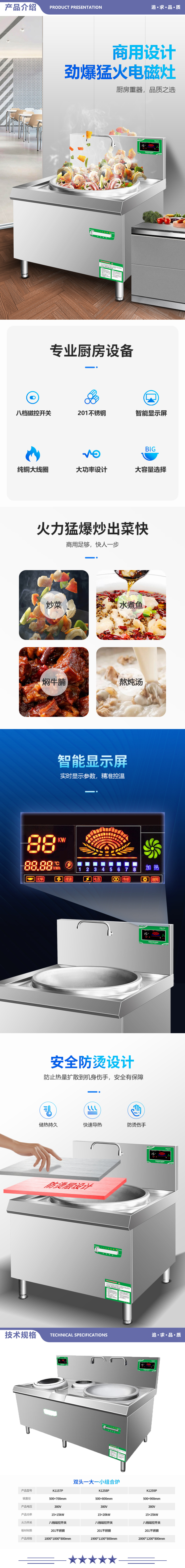 英利蒂克 Enlitic K1258P 商用电磁炉灶 大功率炒菜灶台 食堂学校厨房凹面大炒炉 双头大锅灶 2.jpg