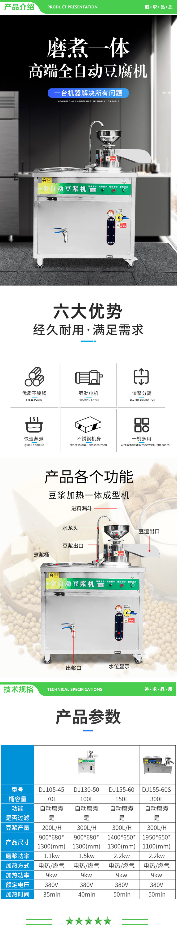 英利蒂克 Enlitic DJ105-45 豆浆机 全自动商用磨浆机豆腐机 大型大容量花生豆花豆腐脑机 2.jpg
