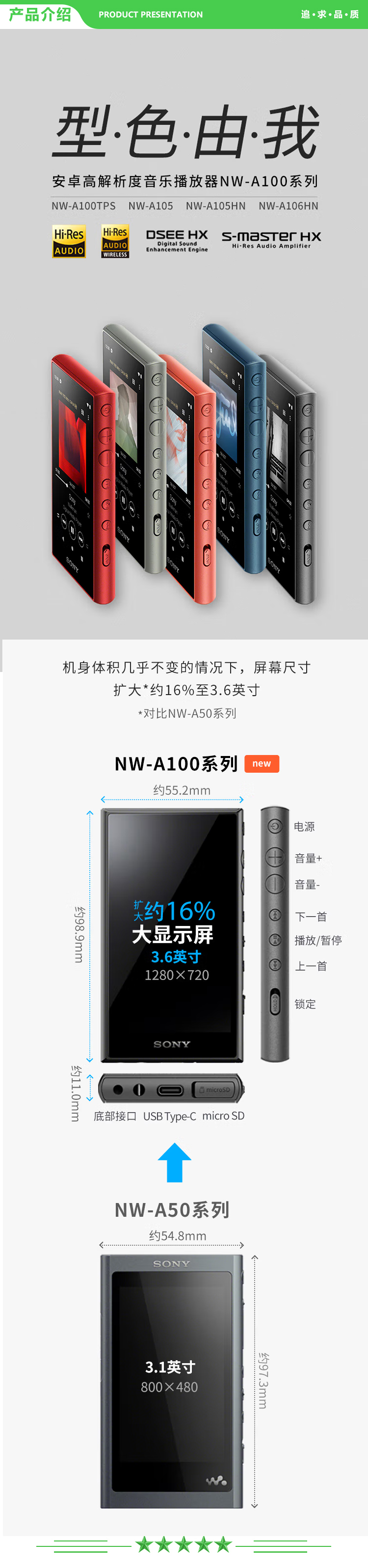 索尼 SONY NW-A105HN 无线Hi-Res 安卓9.0 高解析度 无损音乐播放器 MP3（附带降噪耳机）蓝色 .jpg