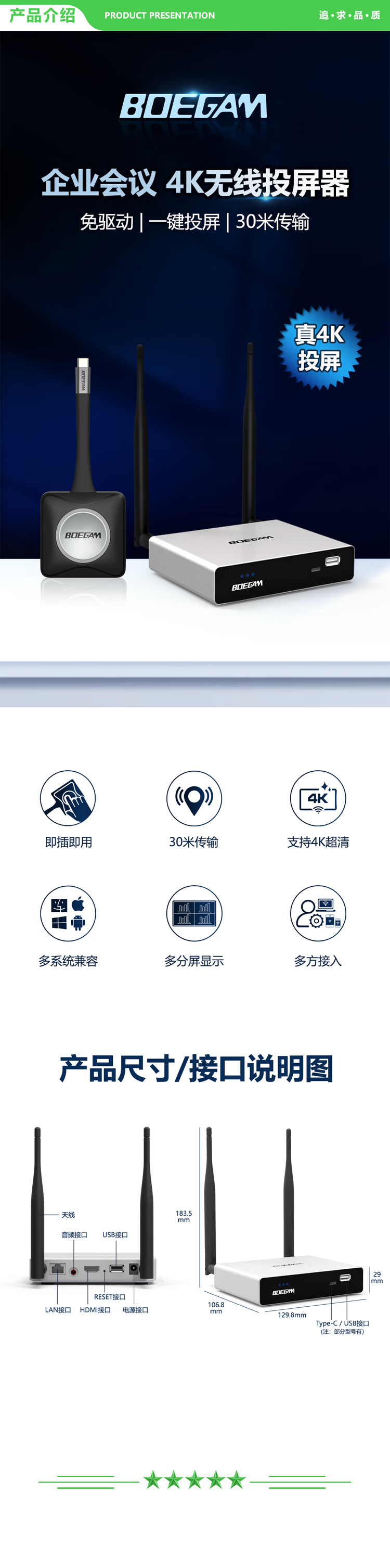 宝疆 BOEGAM VA100 4K版 HDMI发射器套装 企业级无线投屏器手机平板电脑同屏器HDMI会议系统无线投屏器投屏神器 2.jpg