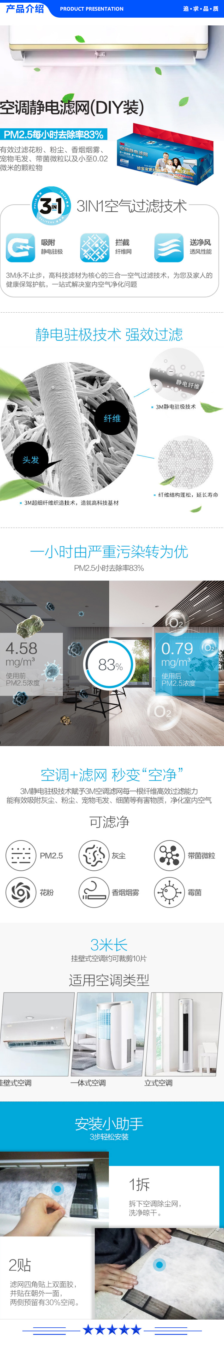 3M 空调静电滤网 有效去除PM2.5灰尘 空调配件灰尘过滤网 3米DIY款.jpg