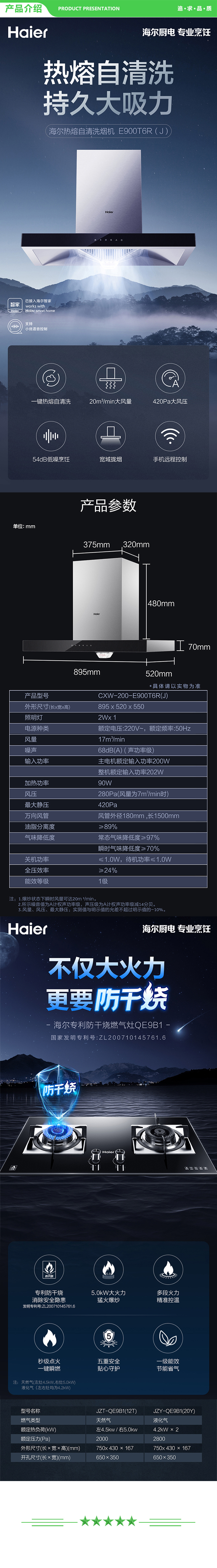 海尔 Haier CXW-200-E900T6R(J)+JZT-QE9B1(天然气)  抽油烟机家用 欧式 自清洗 智能防干烧燃气灶 油烟机灶具套装 .jpg