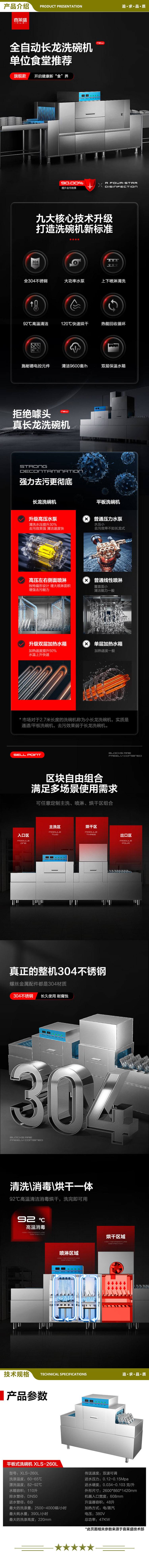 喜莱盛 XLS-260L 商用长龙洗碗机全自动大型洗碗机304不锈钢2.6米长单位厨房刷碗机双烘干系统工程款  2.jpg