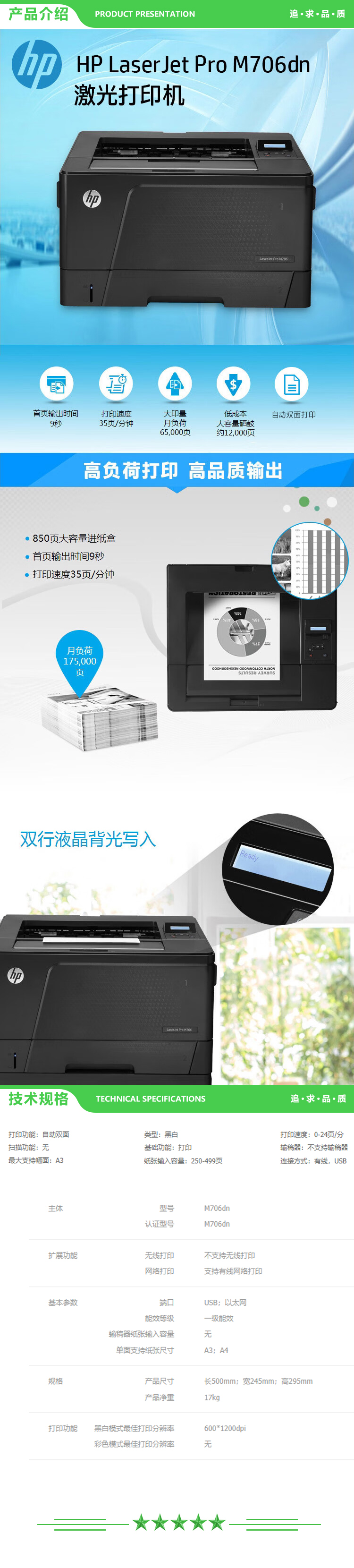 惠普 HP LaserJet Pro M706dn A3黑白激光打印机 35页 2.jpg