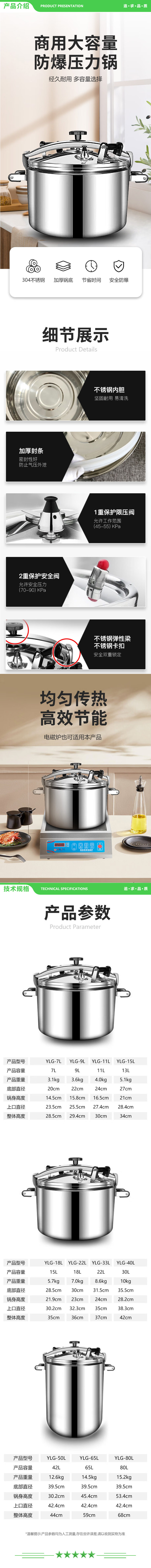 英利蒂克 Enlitic YLG-50L 商用高压锅大容量 食堂餐厅不锈钢压力锅 2.jpg