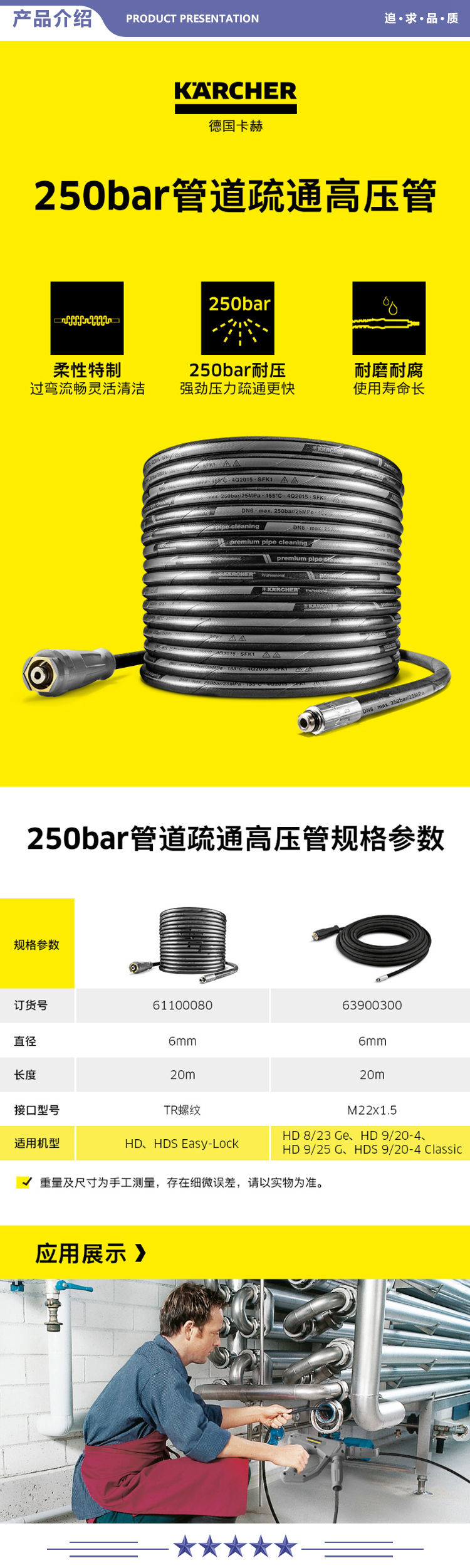 卡赫 KARCHER 20米管道清洗高压管 DN6 耐压250bar M22x1.5接口 2.jpg