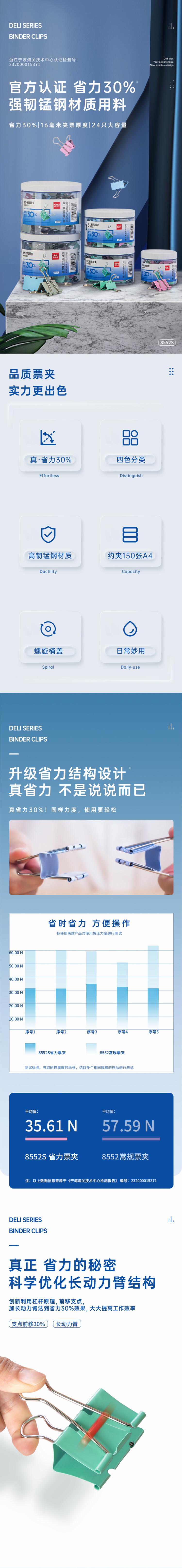 得力 deli  8552S 24只41mm省力彩色长尾夹票夹 2#大号金属燕尾夹票据文件夹子 办公用品 2.jpg