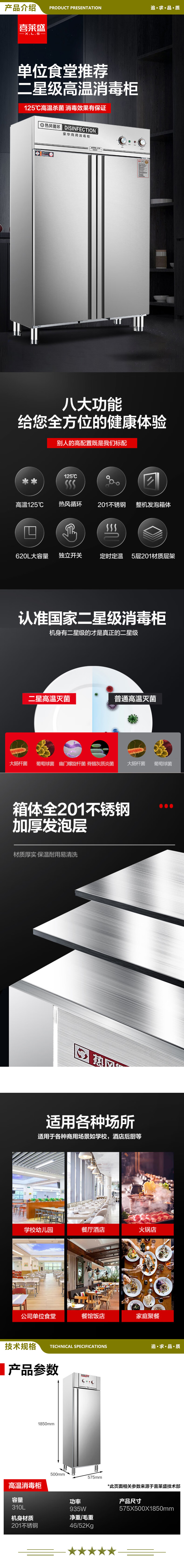 喜莱盛 RTP510 消毒柜商用热风循环 不锈钢高温消毒碗柜单位食堂大容量碗筷餐具消毒柜 单门5层架 2.jpg