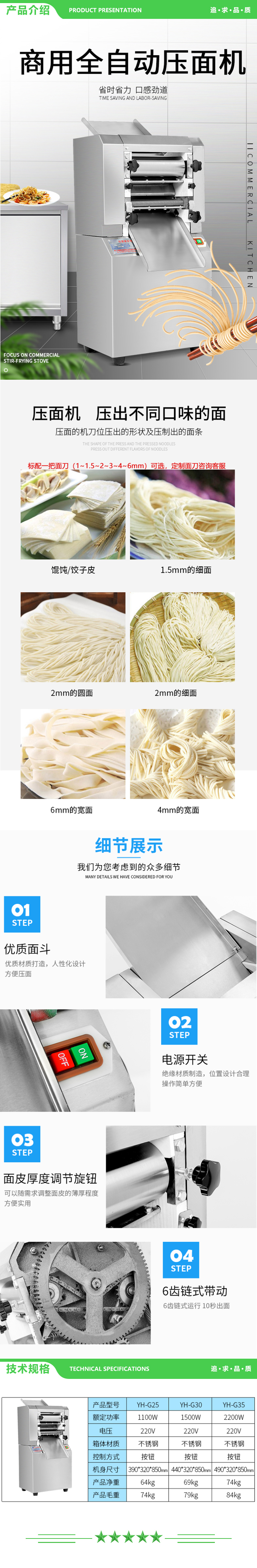 英利蒂克 Enlitic YH-G25 压面机商用 1100W不锈钢款 多功能大型商用揉面机 2.jpg