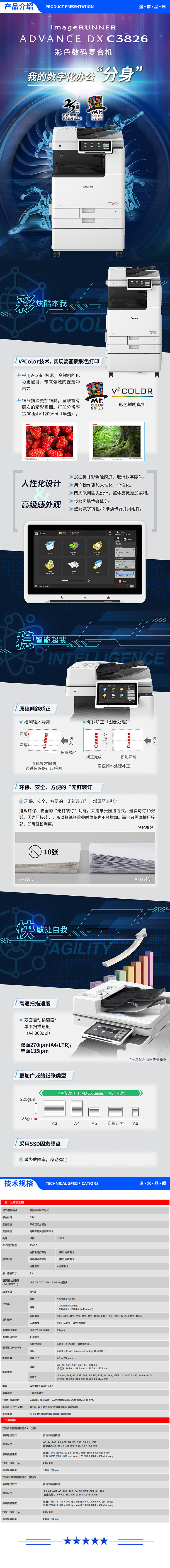 佳能  Canon iR C3826 A3彩色复合机 26页 （复印+打印+扫描+输稿器+工作台）3.jpg