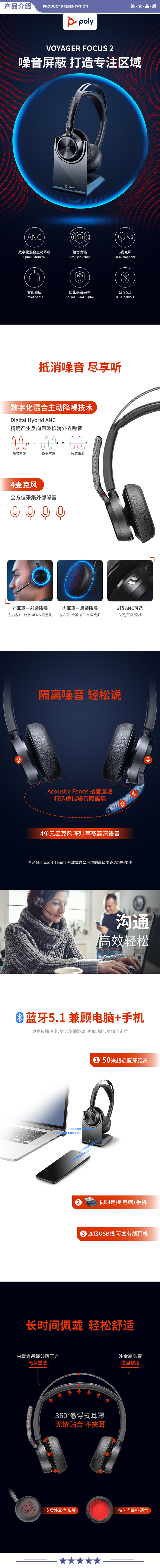 缤特力 PLANTRONICS VFocus2 UC立体声蓝牙耳机 主动降噪办公耳麦 USB带充电底座 2.jpg