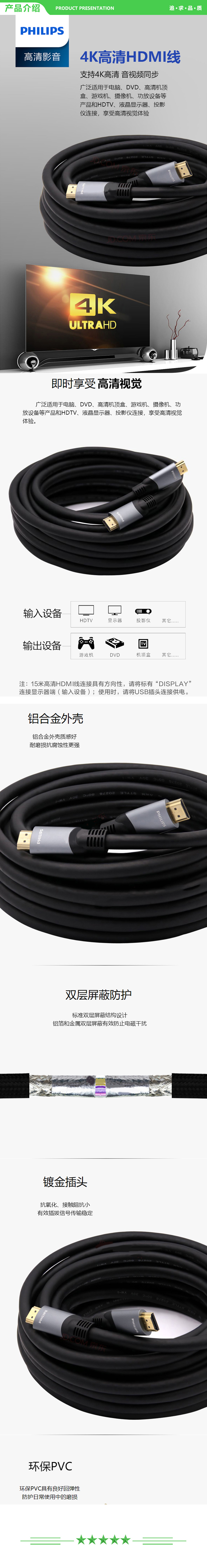飞利浦 PHILIPS SWL6122M 93 HDMI2.0版高清线 支持4K60Hz 3d Arc 连接线 15米v .jpg
