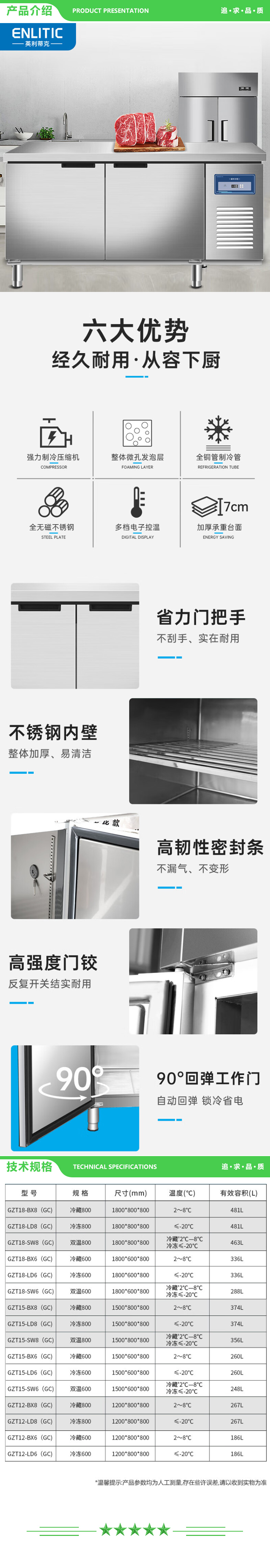 英利蒂克 Enlitic GZT18-SW8（GC) 商用冷藏工作台水吧操作台 卧式冰柜厨房平冷操作台双温工程款 2.jpg