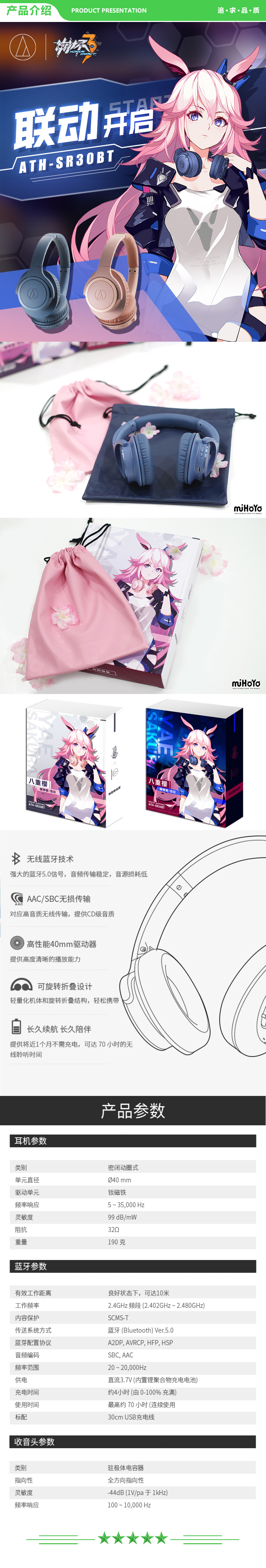 铁三角 Audio-technica SR30BT 崩坏三3八重樱联动 无线头戴式重低音蓝牙耳机 蓝色 .jpg