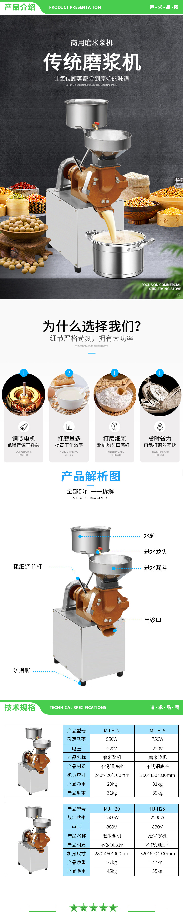 英利蒂克 Enlitic MJ-H15 商用磨米浆机豆浆机 大功率 豆花豆腐机 单磨款30-40KG-H 2.jpg