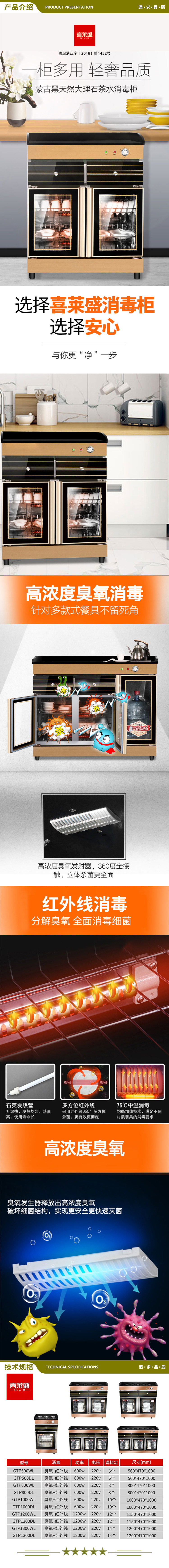 喜莱盛 GTP500DL 茶水柜消毒柜商用调料柜带抽屉 火锅店自助餐保洁柜带调料盒  2.jpg