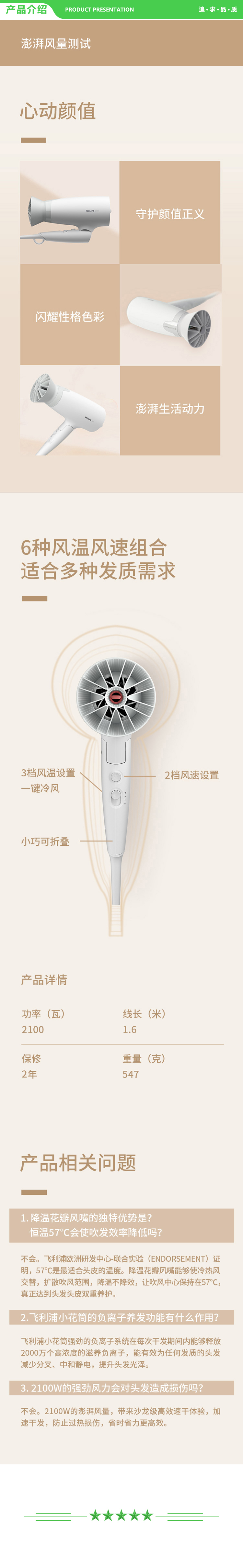 飞利浦 PHILIPS BHD378 05 小花筒吹风机大功率 负离子恒温护发 速干可折叠白色 .jpg