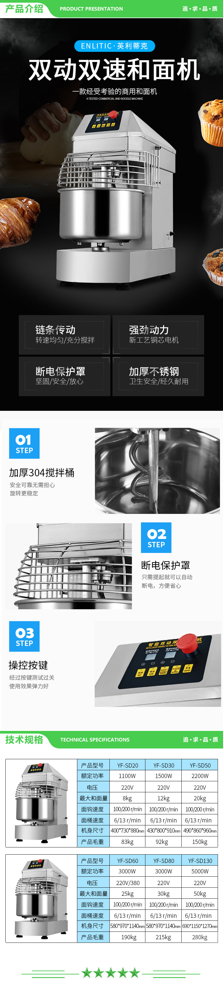 英利蒂克 Enlitic YF-SD80 商用和面机 和面30KG-380V 80L大容量 揉面机双速双动大型全自动 不锈钢多功能食堂用 2.jpg