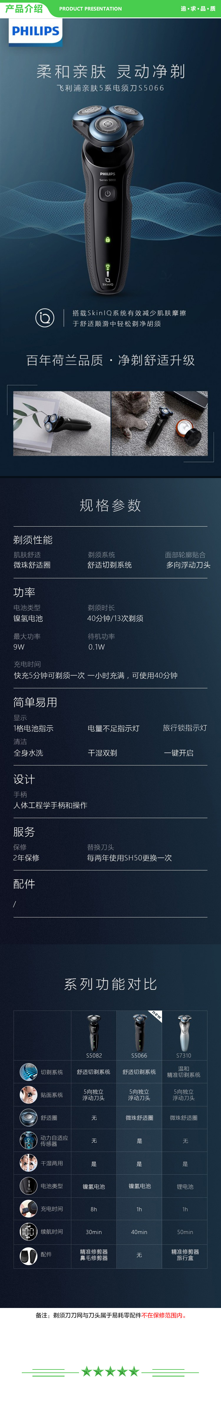 飞利浦 PHILIPS S5066 02 电动剃须刀李现同款亲肤新5系闪电系列智能感应刮胡刀 男士礼物【敏感肌适用】 .jpg