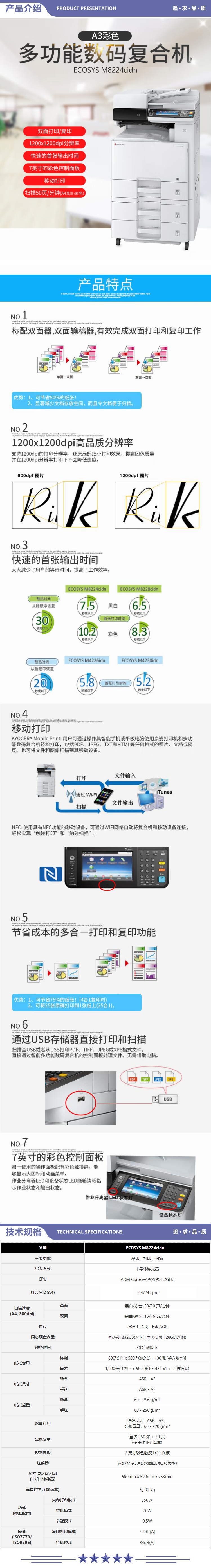 京瓷 Kyocera ECOSYS M8224cidn A3彩色多功能数码复合机 标配含输稿器 2.jpg