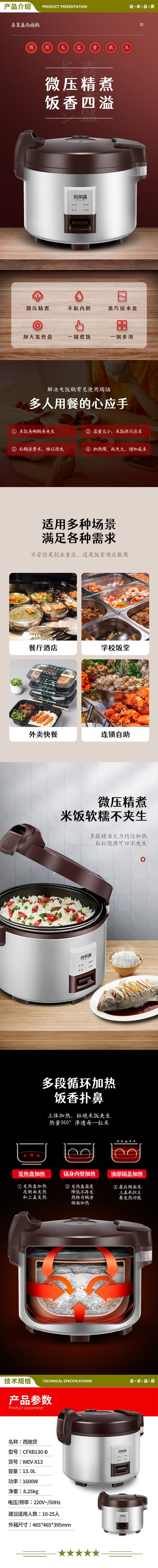 喜莱盛 CFXB130-B 商用电饭煲大功率电饭锅家用西施锅 食堂饭店大容量保温蒸饭锅老式电饭煲  2.jpg