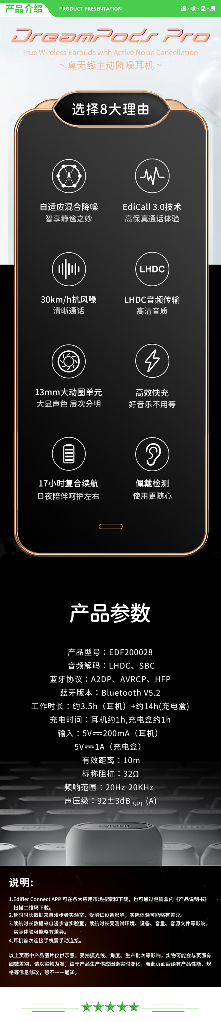 漫步者 EDIFIER DreamPods Pro半开放主动降噪蓝牙耳机 AI通话降噪 蓝牙5.2 通用苹果安卓手机 曜石黑 .jpg