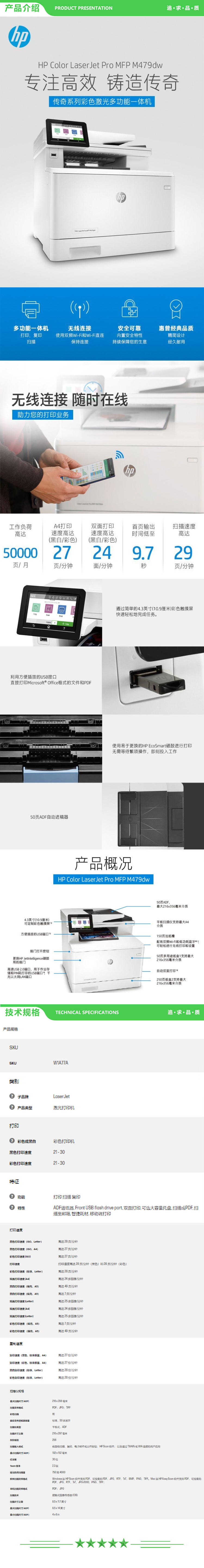 惠普 HP Color LaserJet Pro MFP M479dw A4彩色多功能一体机 27页（复印+打印+扫描+输稿器） 2.jpg