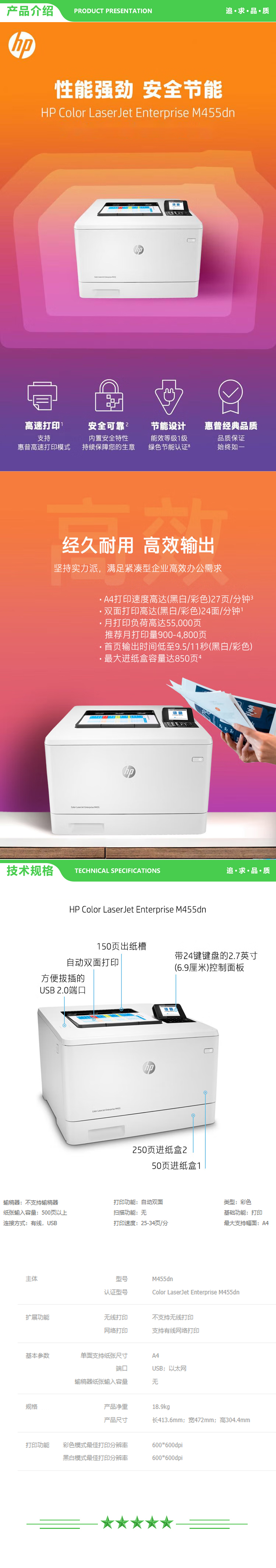 惠普 HP Color LaserJet Enterprise M455dn A4彩色激光打印机 27页 2.jpg