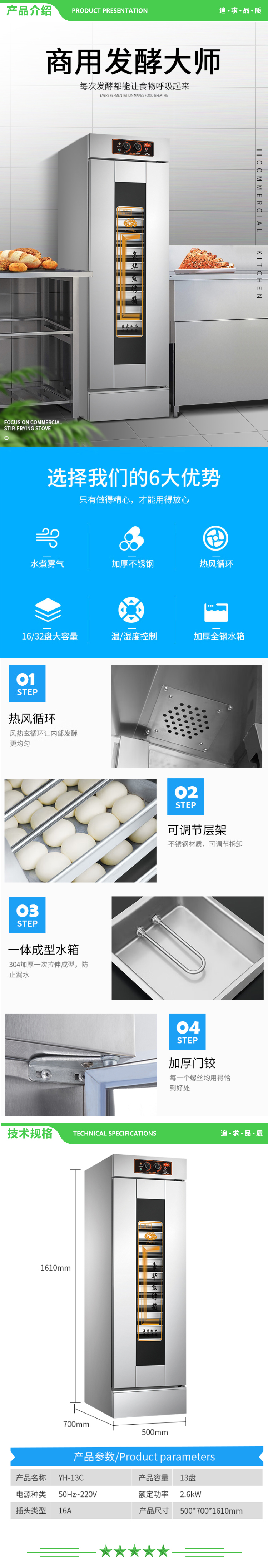英利蒂克 Enlitic YH-13C 发酵箱 单门13盘-13层热风循环 商用烘培面包馒头发酵柜不锈钢大容量蒸笼醒发箱 2.jpg