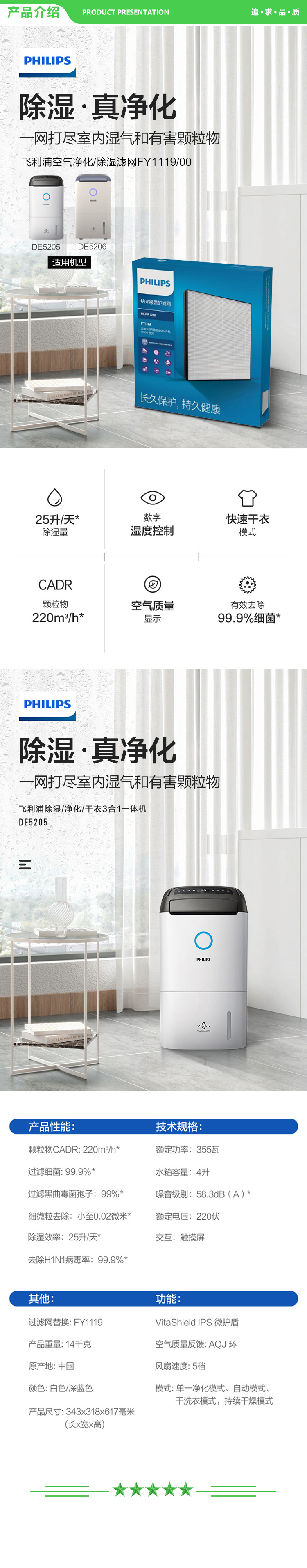 飞利浦  PHILIPS FY1119 00 净化器除湿机滤网 适用型号DE5205 DE5206 .jpg