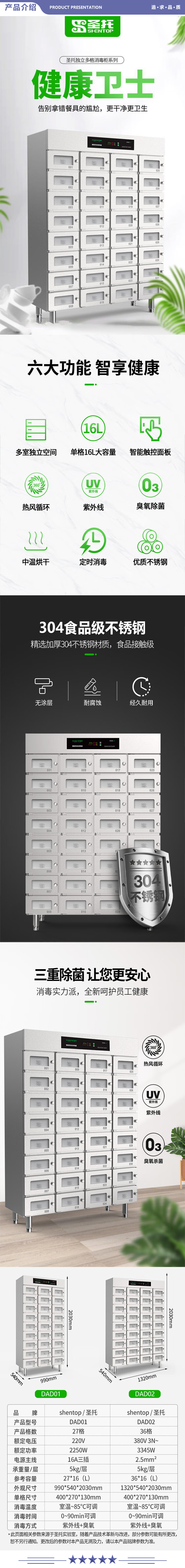 圣托（Shentop） DAD02 36格独立室消毒柜 独立多室紫外线保洁柜 304不锈钢消毒碗柜 2.jpg
