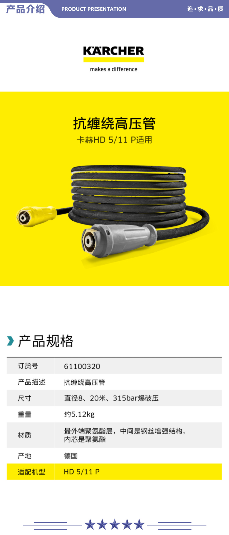 卡赫 KARCHER 20米抗缠绕高压管 适用于HD5-11P、HD6-15M、HD10-25-4S 2.jpg