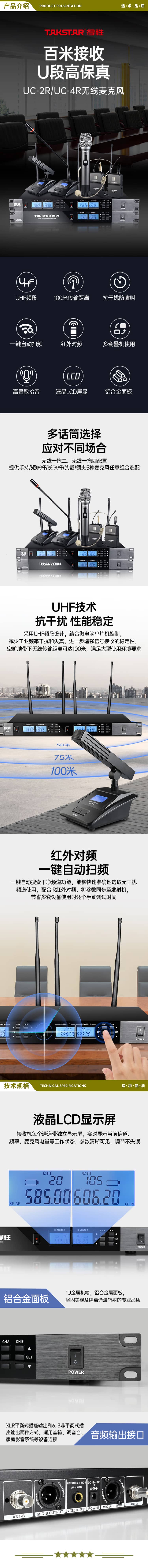 得胜 TAKSTAR UC-2R 一拖二无线话筒会议手持无线麦克风领夹主持舞台KTV演出 主机 2.jpg