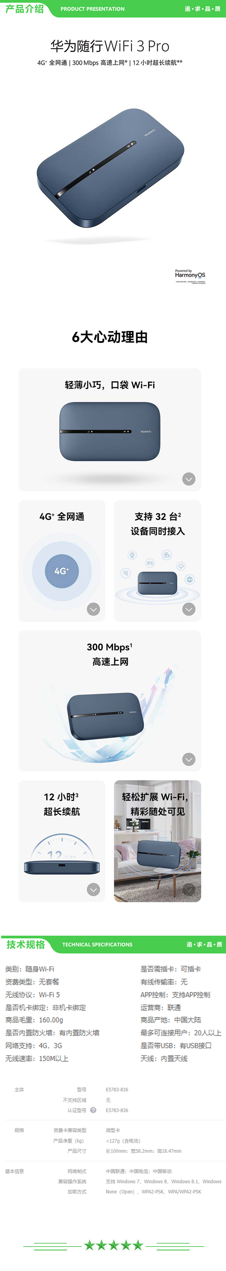 华为 HUAWEI E5783-836 随行WiFi 3 Pro 蓝色（天际通版 4G+全网通 随身wifi  300M高速上网 ） 2.jpg