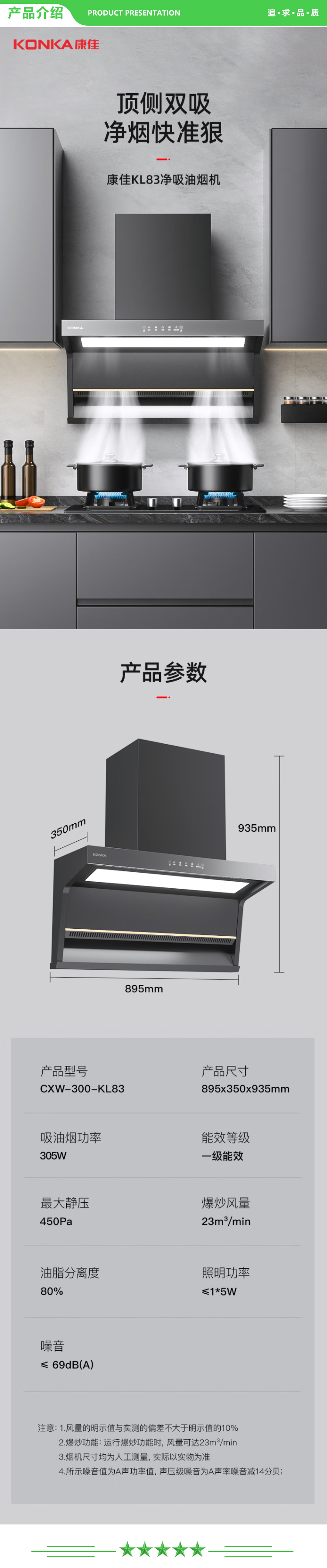 康佳 KONKA CXW-300-KL83 抽油烟机顶侧双吸 7字型家用23m³-min爆炒大吸力 宽屏LED高亮大灯 挥手控制自清洗.jpg