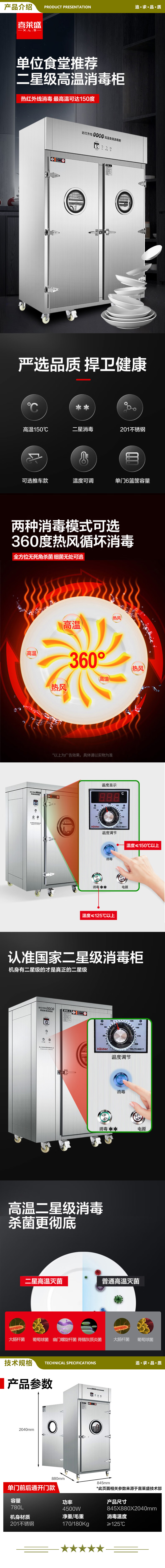 喜莱盛 RTD780 商用消毒柜酒店饭店厨房消毒碗柜 远红外线快餐盘高温消毒柜 前后开门工程款 2.jpg