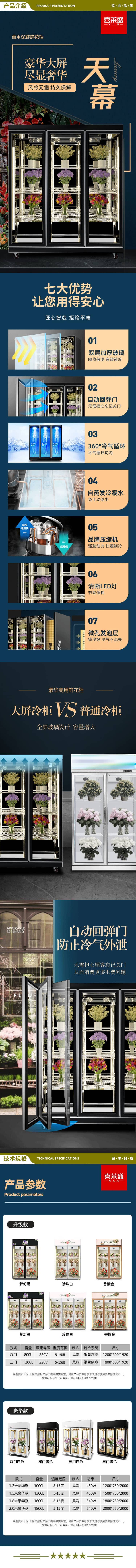 喜莱盛 XLS-XH12B 鲜花展示柜商用保鲜柜 花店市场鲜花植物陈列立式冷藏展示柜风冷  2.jpg