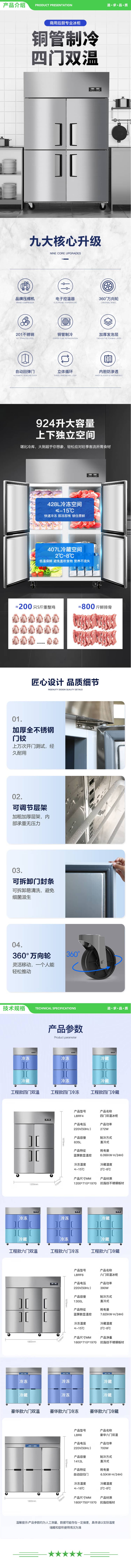 英利蒂克 Enlitic LBR6-LD 商用六门冰柜立式冷冻冷藏不锈钢厨房冰箱餐饮后厨冷柜（豪华款冷冻） 2.jpg