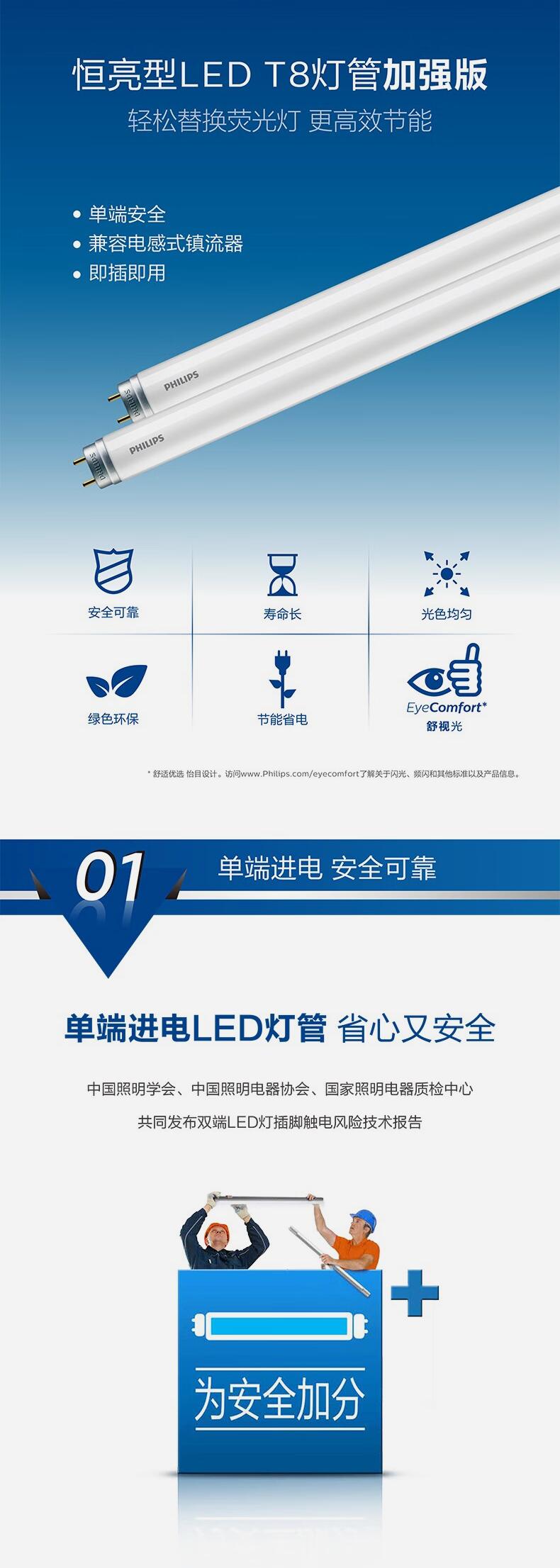 飞利浦（PHILIPS）LED灯管单端进电日光灯工厂家用T8长条电灯飞凡220V 2.jpg