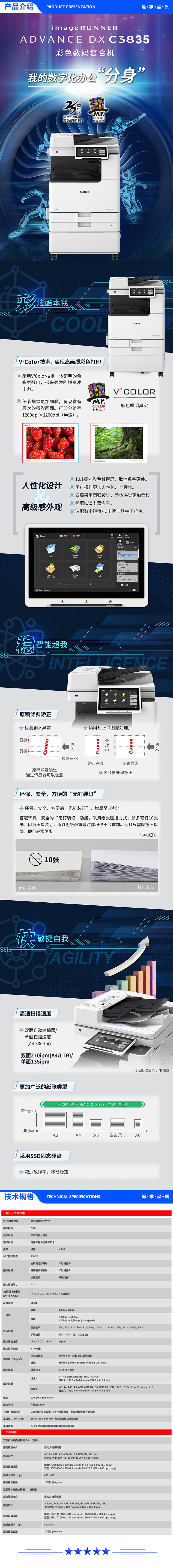 佳能  Canon iR C3835 A3彩色复合机 35页 （复印+打印+扫描+输稿器+工作台）3.jpg