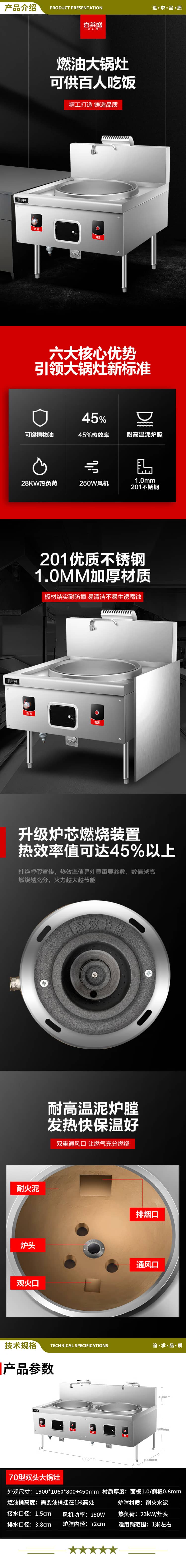 喜莱盛 XLS-R70ST 商用燃油灶大锅灶双头0.7米锅 学校幼儿园工地食堂生物油大锅灶燃油款 1.0mm厚面板不含油桶 2.jpg