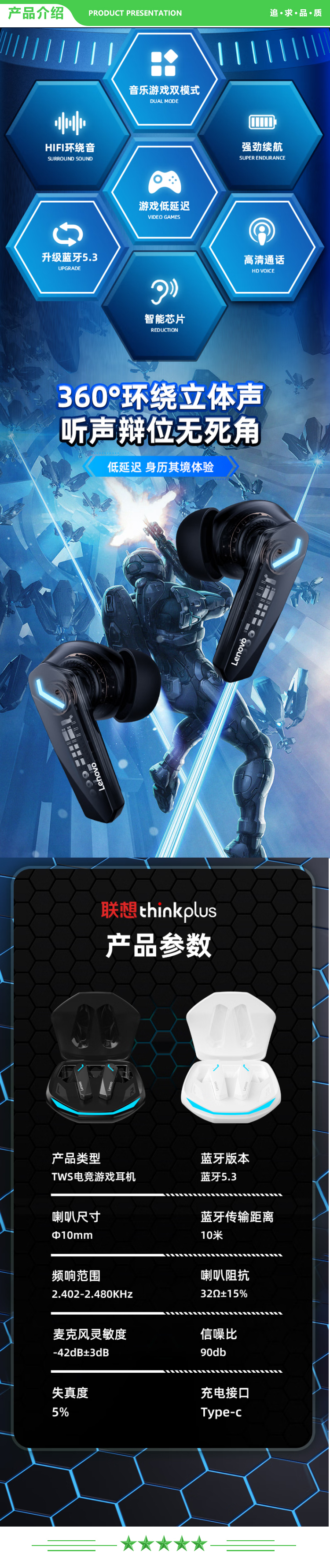 联想 Lenovo thinkplus GM2 Pro 黑色 真无线蓝牙耳机 入耳式音乐运动降噪游戏低延迟耳机 通用苹果华为手机 .jpg