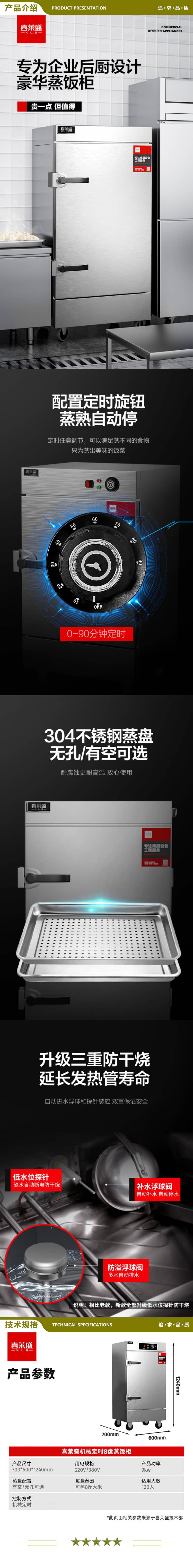 喜莱盛 LBL-12-8 蒸饭柜全自动商用蒸饭车304盘可定时 食堂蒸饭机蒸饭箱安全防干烧蒸箱包子馒头蒸炉8盘  2.jpg